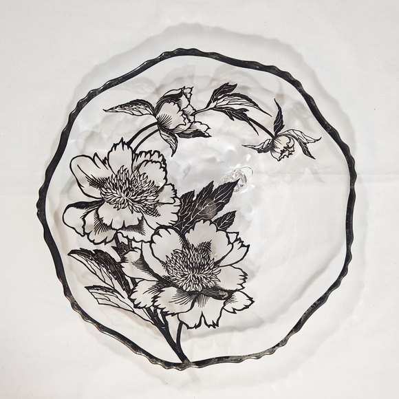Silver Etched Low Cake Plate - Picture 1 of 7
